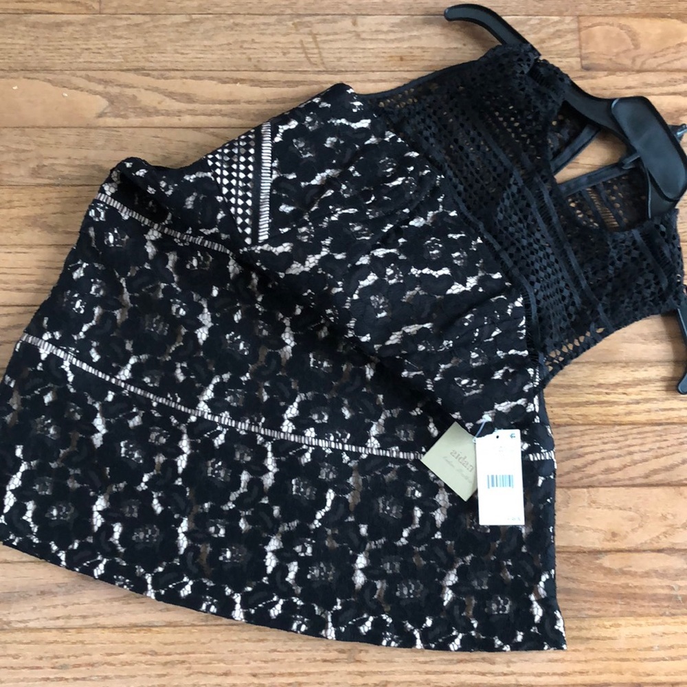 Black crochet/cream liner cocktail dress